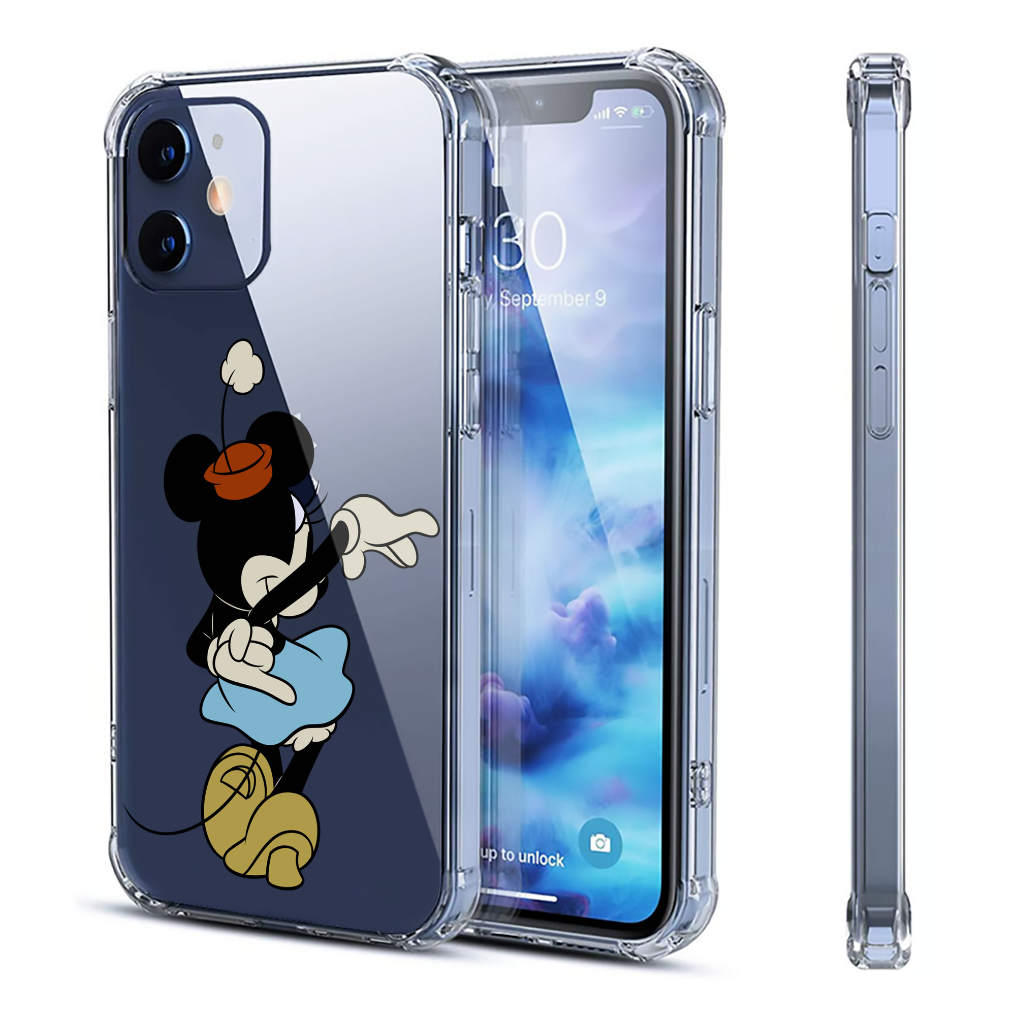 （画像用） ミッキーマウス Mickey Mouse 【iPhone 12シリーズ対応】透明スマホケース（クリアソフトケース）